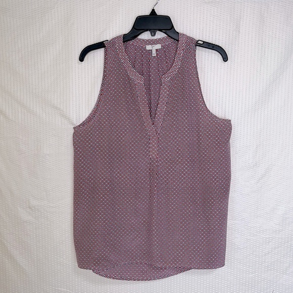 Joie Aruna 100% Silk Red, White & Blue Sleeveless Split Neck Blouse Top - Size L - Picture 4 of 10